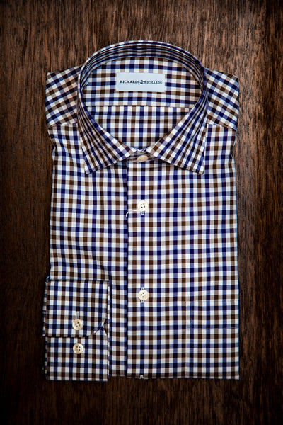 R&R Shirt - Navy Brown Check