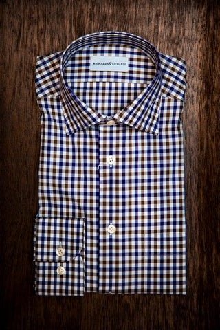R&R Shirt - Navy Brown Check