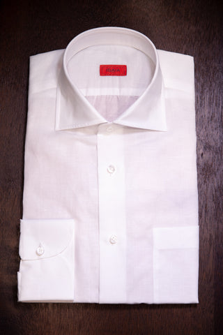 Isaia Shirt White Linen & Cotton SS2 KM301 01